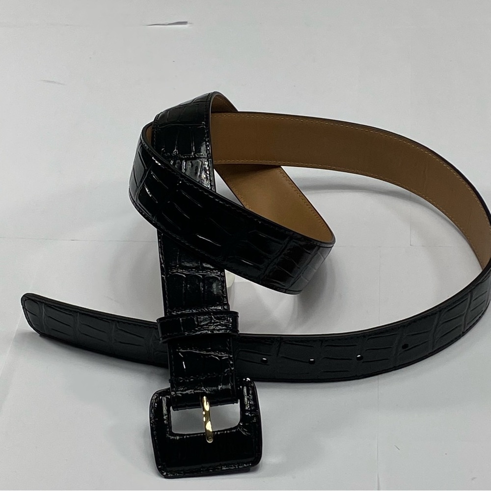 BRAHMIN Women’s Genuine Leather Black Classic Vintage Croc Belt size XL